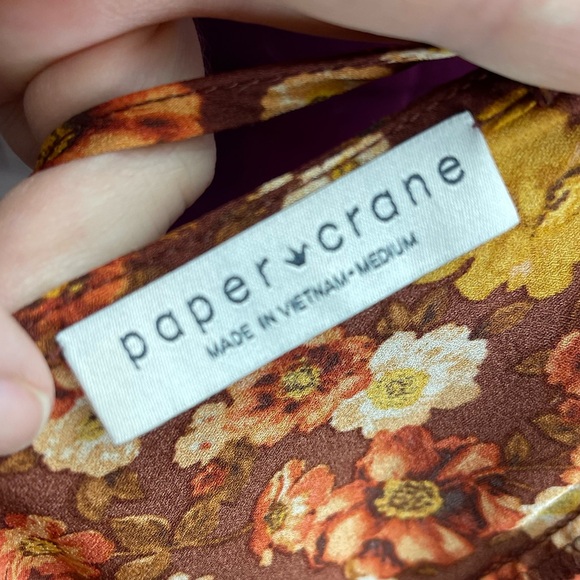 Paper Crane brown, orange and yellow floral blouse size medium - Picture 4 of 5